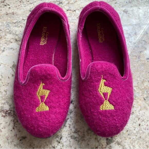 Living Kitzbühel $149 Women German Wool Ballerina Slipper Hot Pink w Gold EUC 7 - Picture 2 of 14
